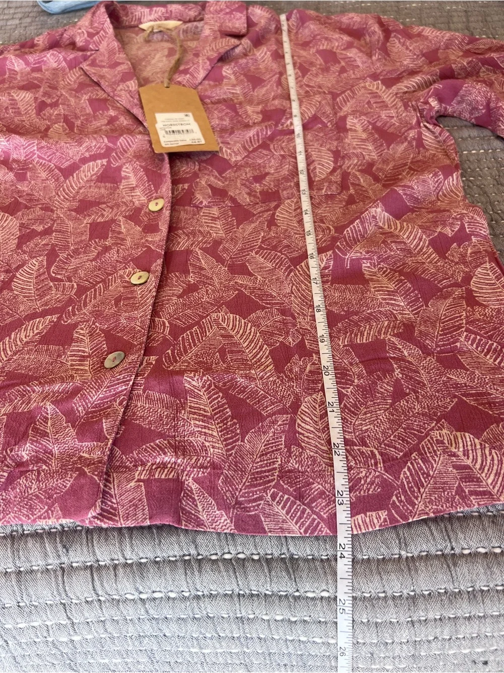Faherty Women's Mauve Short-Sleeve Button Front Tropical Shirt Size Small